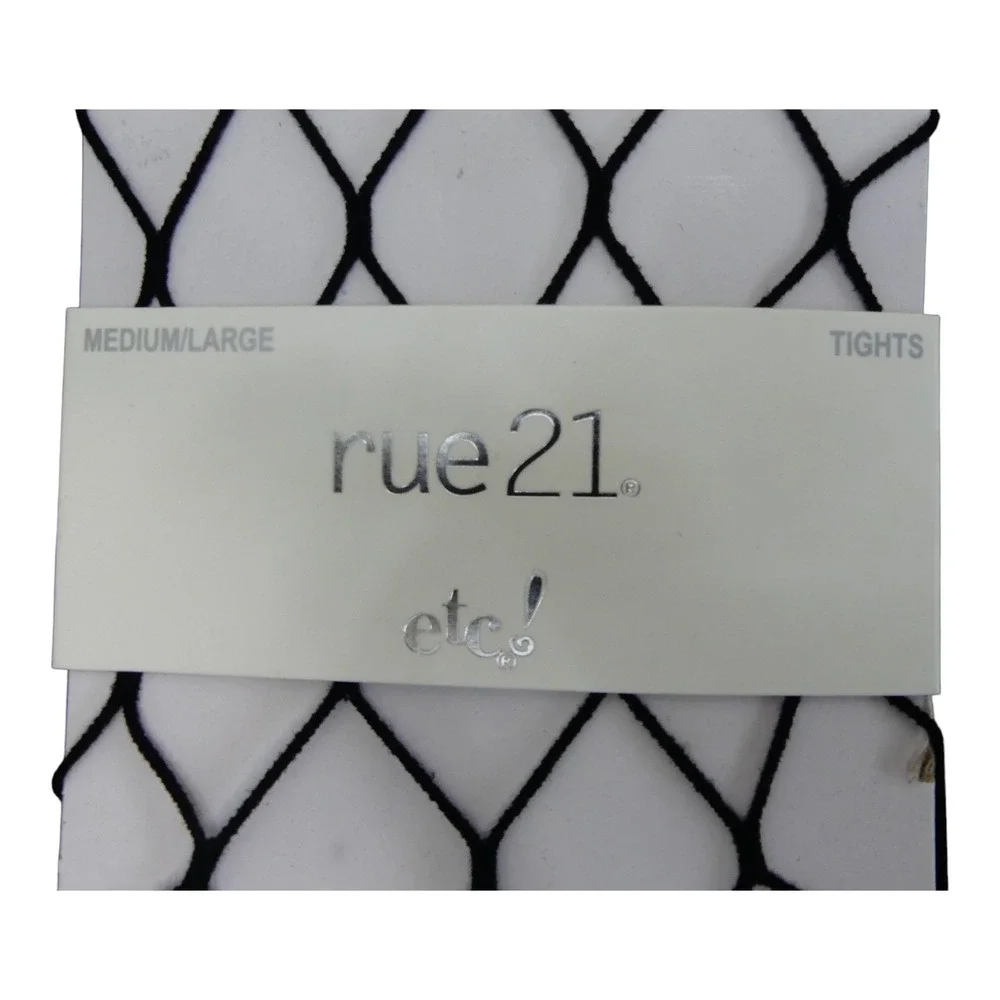 rue21 Fishnet Tights Womens M/L Black New Wide Diamond Mesh Hosiery GD38259A